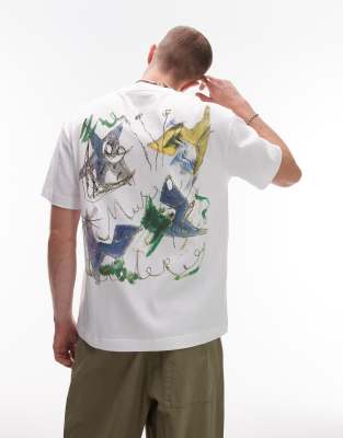Футболка Topman oversize fit с принтом Musee Galerie спереди и сзади белого цвета