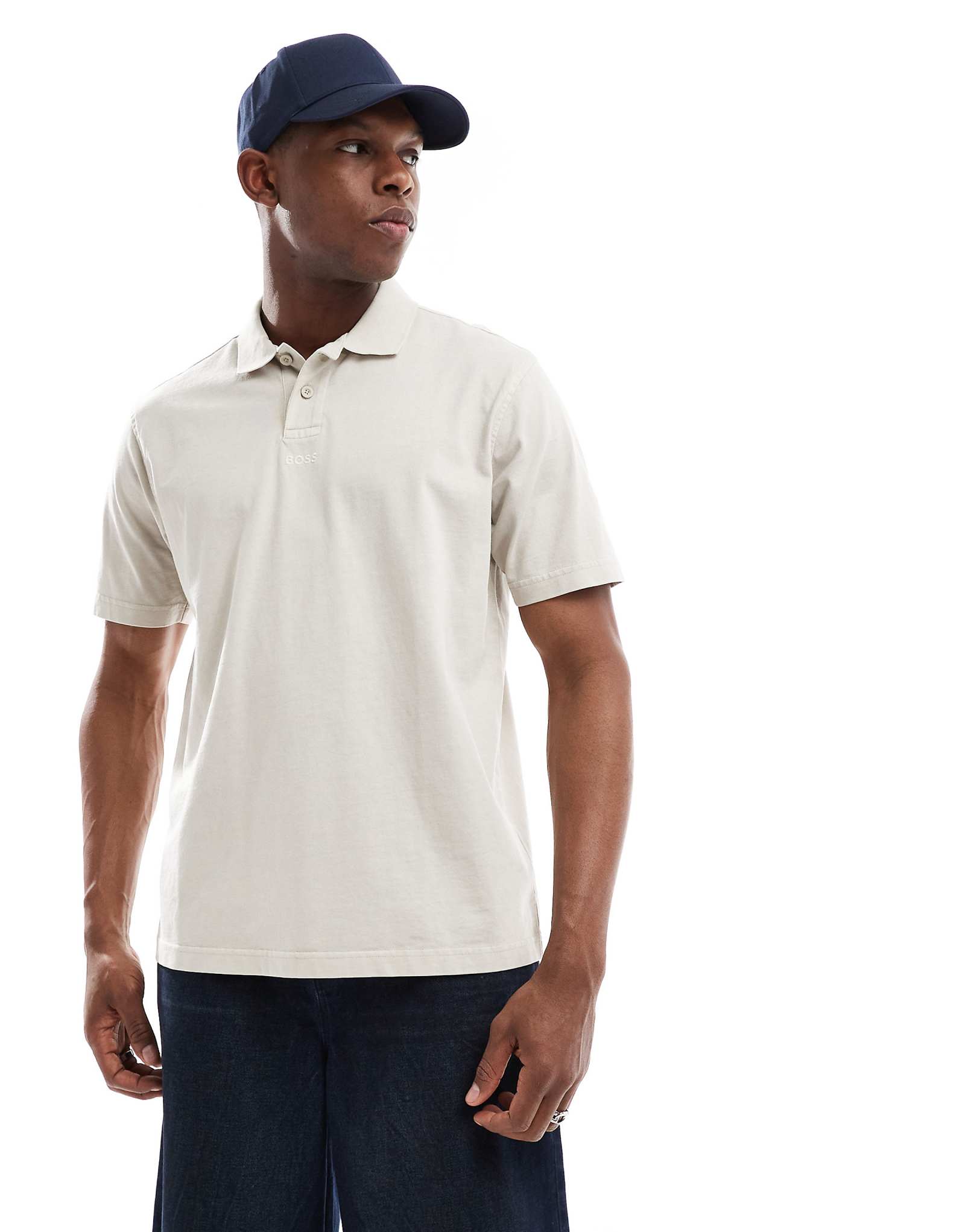 BOSS Orange Pe_Dye central logo relaxed fit polo in beige 9490₽