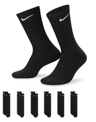 Тренировочный повседневный мягкий носок Nike crew из 6 упаковок черного цвета