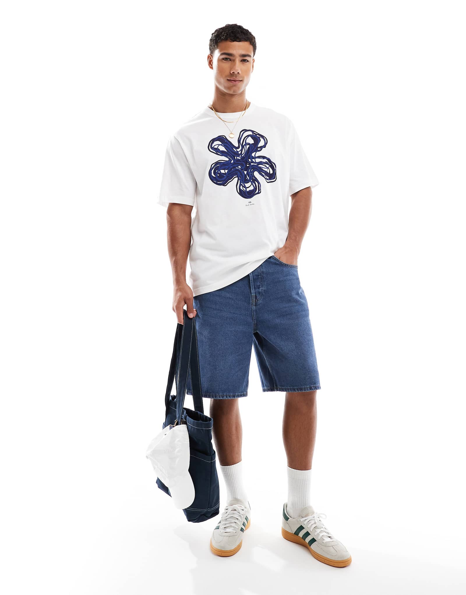 Футболка с логотипом PS Paul Smith с цветочным принтом белого цвета