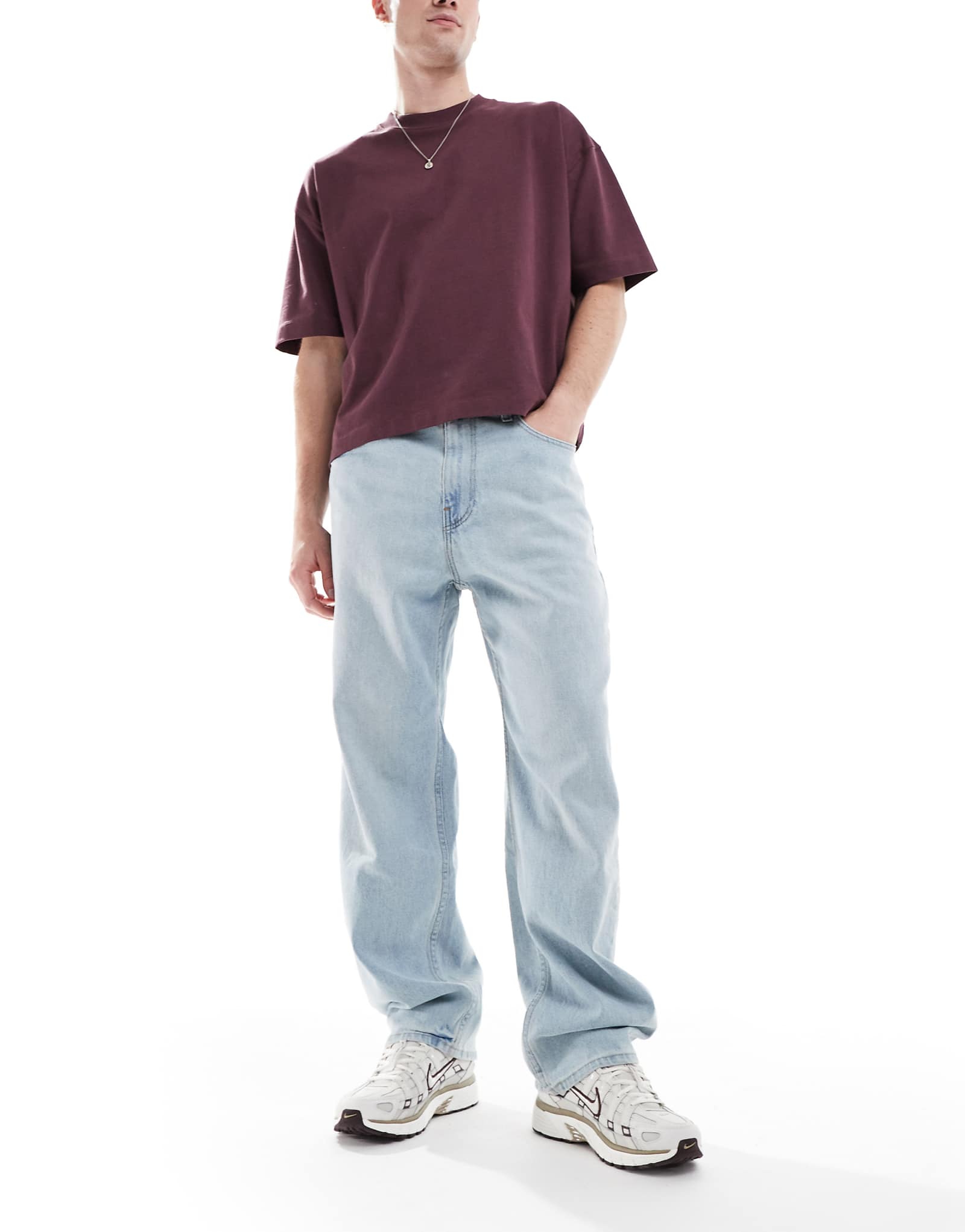 Мешковатые джинсы Hollister с 5 карманами светло-голубого цвета