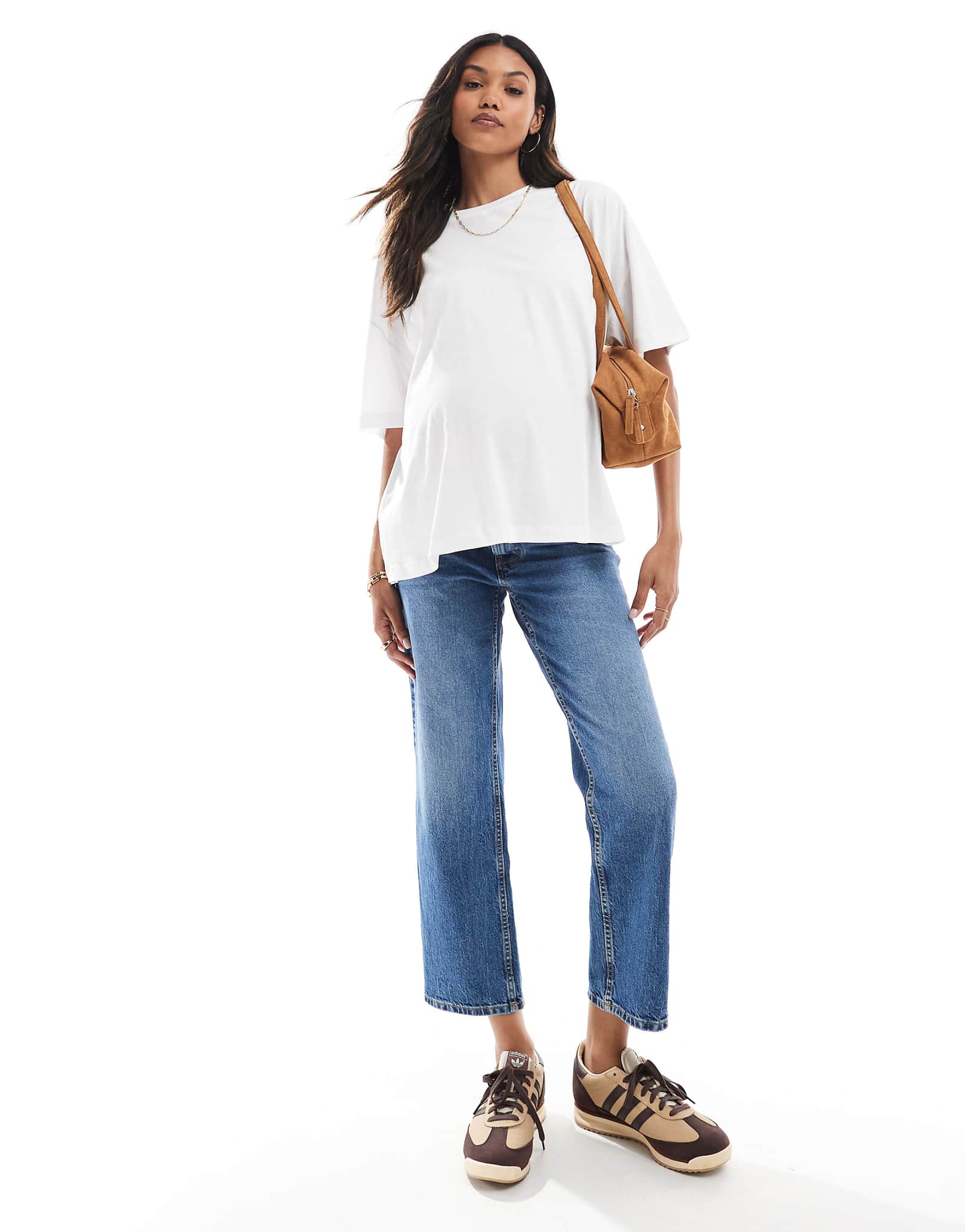 УДОБНЫЕ стрейчевые джинсы с прямыми штанинами ASOS DESIGN для беременных аутентичного темно-синего цвета 7790₽