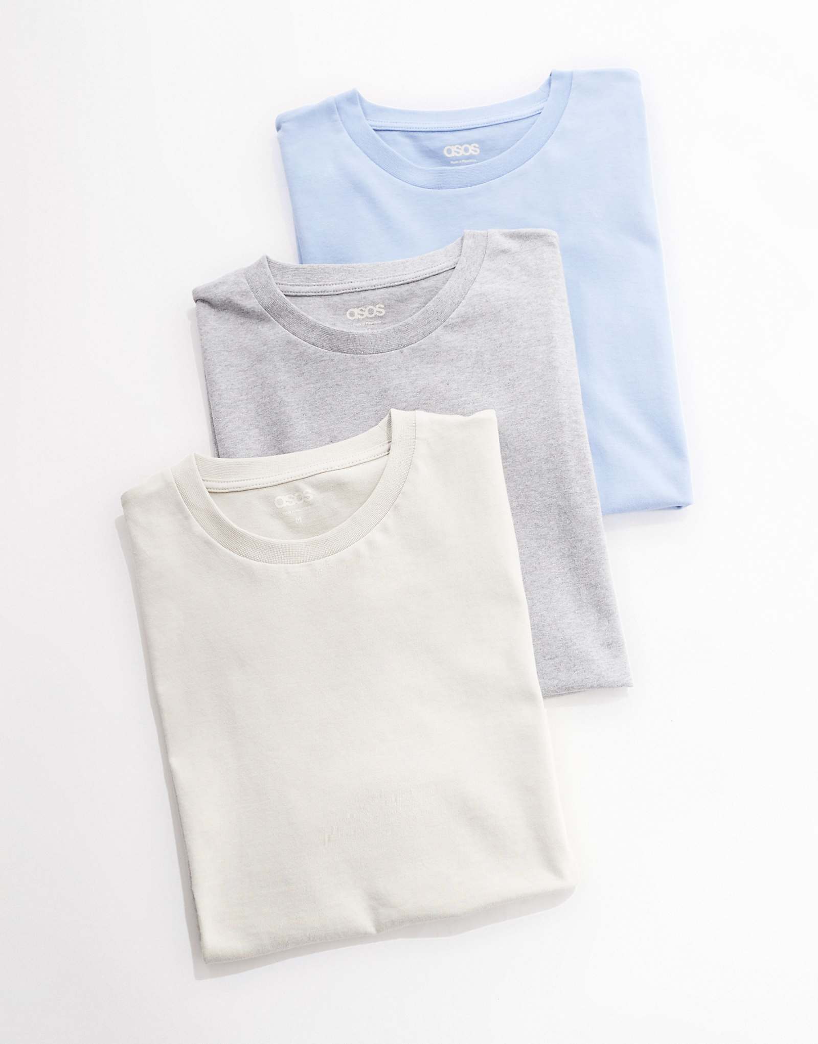 Футболка ASOS DESIGN essential 3 pack с круглым вырезом в цвете камень серый синий 6090₽