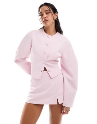 Блейзер без воротника с рукавами-коконами от ASOS DESIGN нежно-розового цвета - часть комплекта