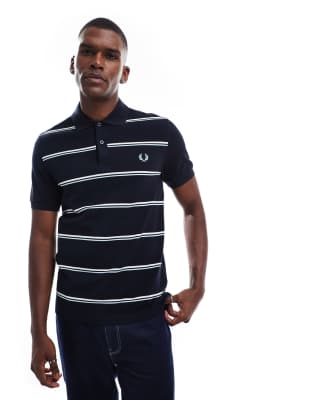 Рубашка поло в полоску Fred Perry темно-синего цвета