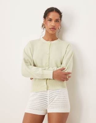 ДИЗАЙНЕРСКИЙ кардиган ASOS с круглым вырезом и кислотной стиркой цвета шалфея