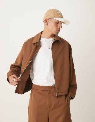 Элегантный жакет-блузон оверсайз от ASOS DESIGN коричневого цвета - часть комплекта