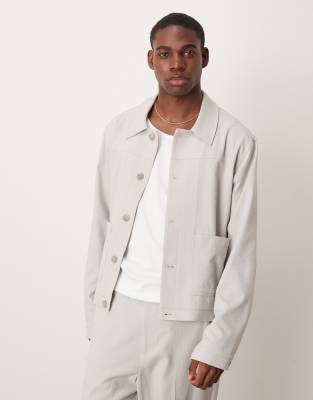 Элегантная куртка harrington от ASOS DESIGN светло-серого цвета в полоску - часть комплекта