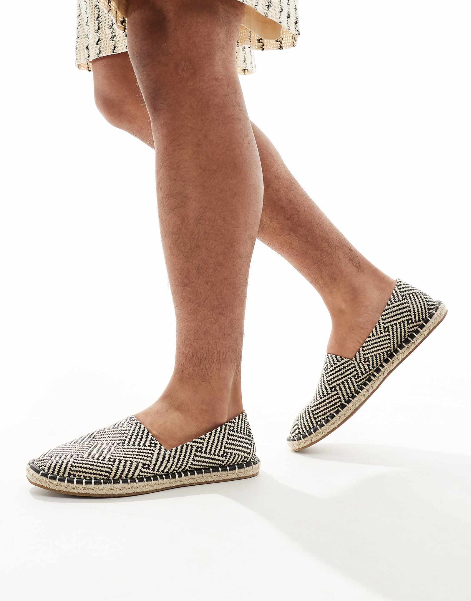 Дизайнерские эспадрильи-слипоны ASOS из черно-белой ткани 4590₽