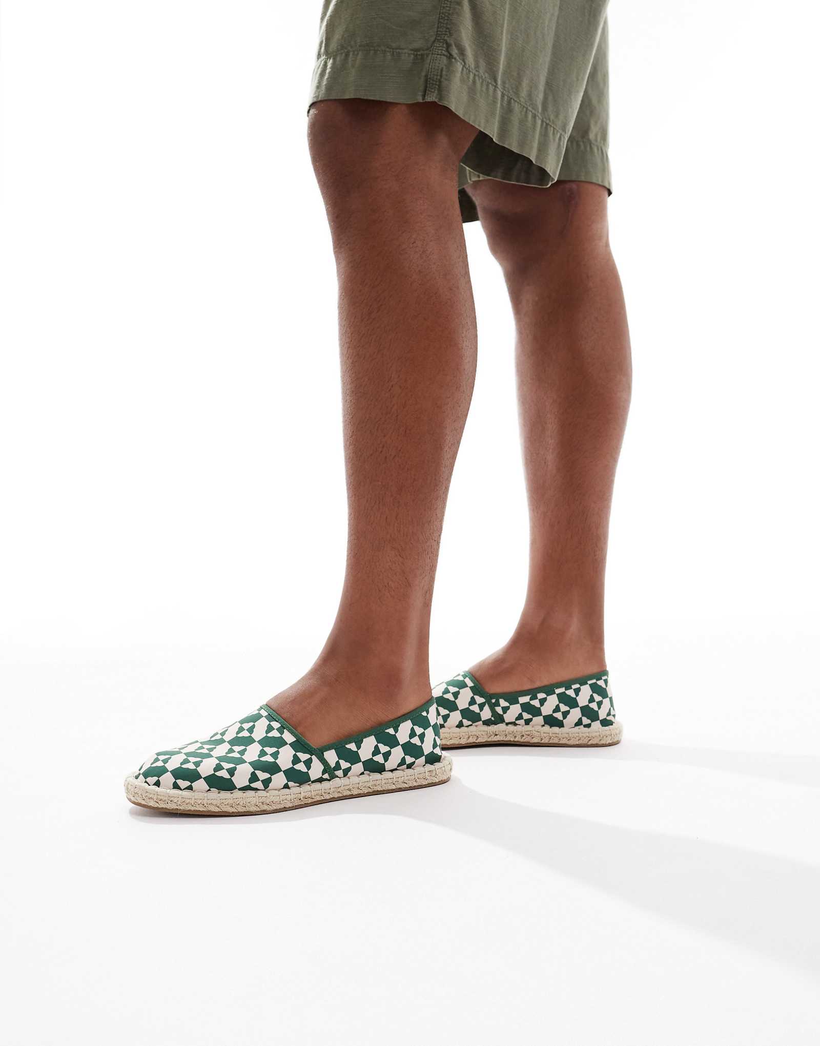 ДИЗАЙНЕРСКИЕ эспадрильи-слипоны ASOS с зеленым геопринтом 3090₽