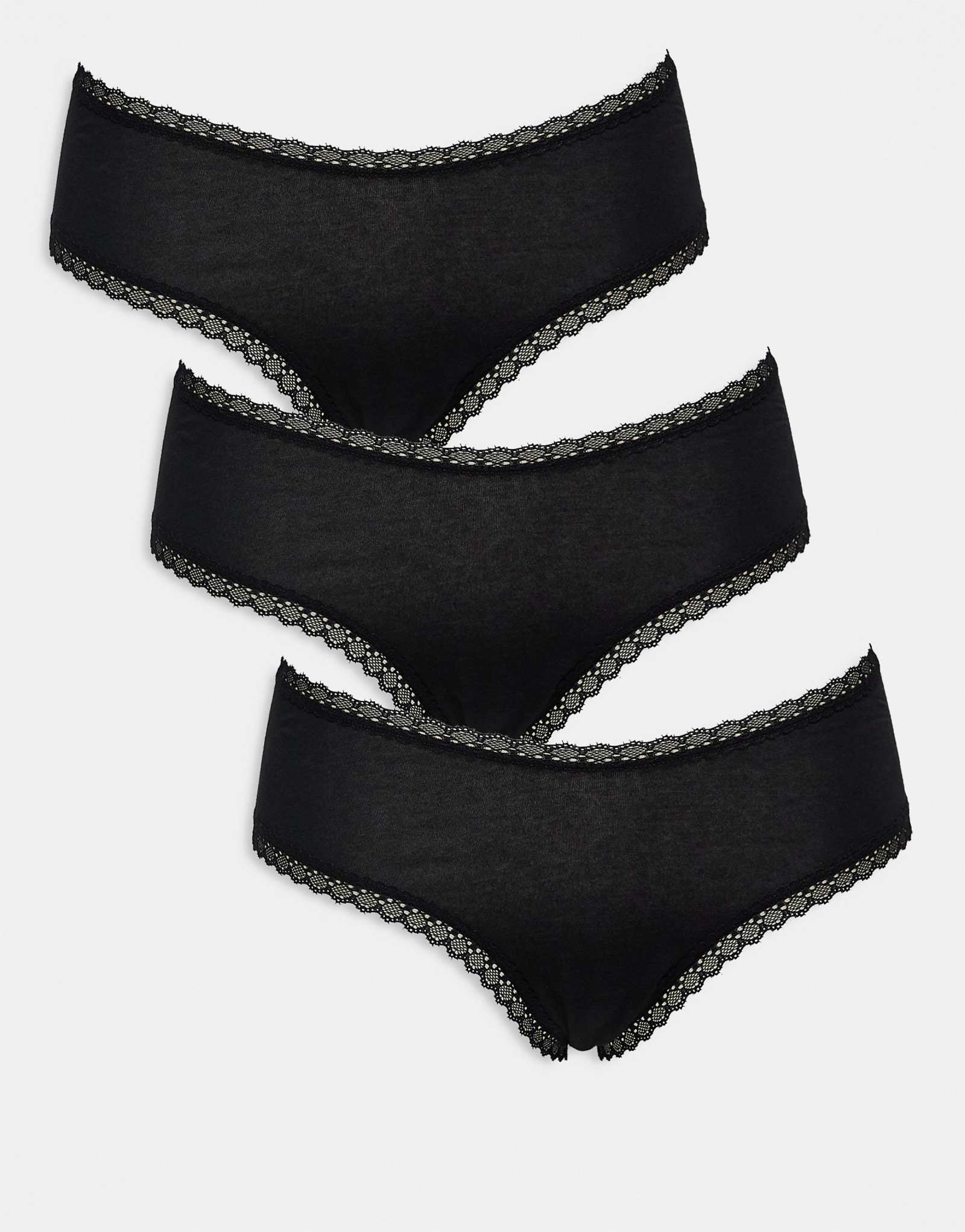 ДИЗАЙНЕРСКИЕ хипстерские шорты для мальчиков ASOS DESIGN из 3-х упаковок с кружевной отделкой черного цвета 2790₽