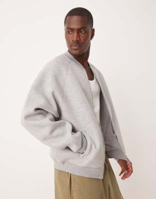 Куртка-бомбер с рукавами реглан от ASOS DESIGN heavyweight scuba oversize из серого вереска