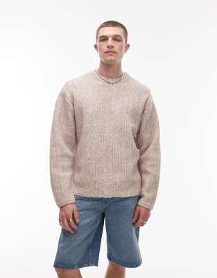 Свитер с круглым вырезом Topman из овса в рубчик