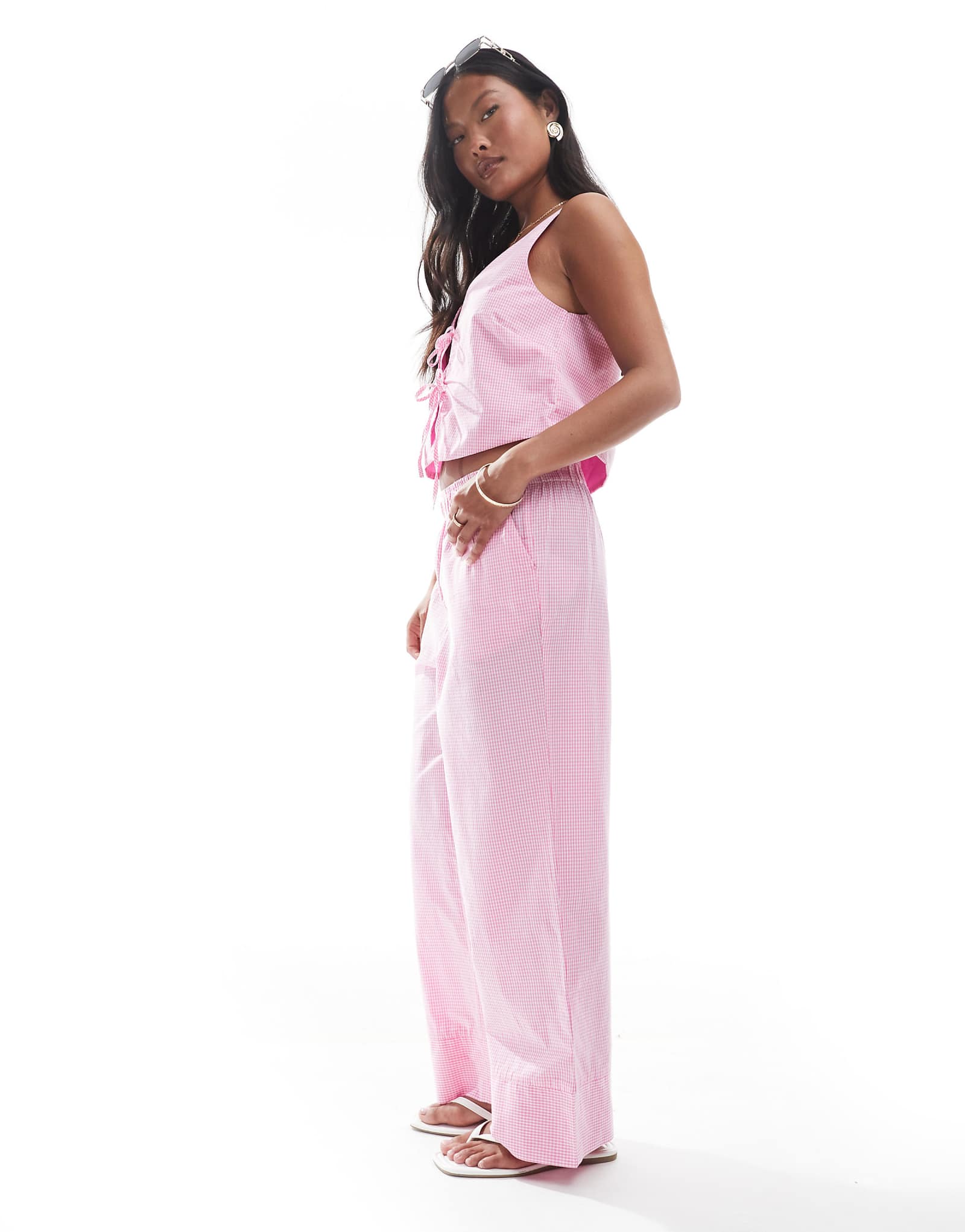 ТОЛЬКО миниатюрные широкие брюки-боксеры в розовую полоску - часть комплекта