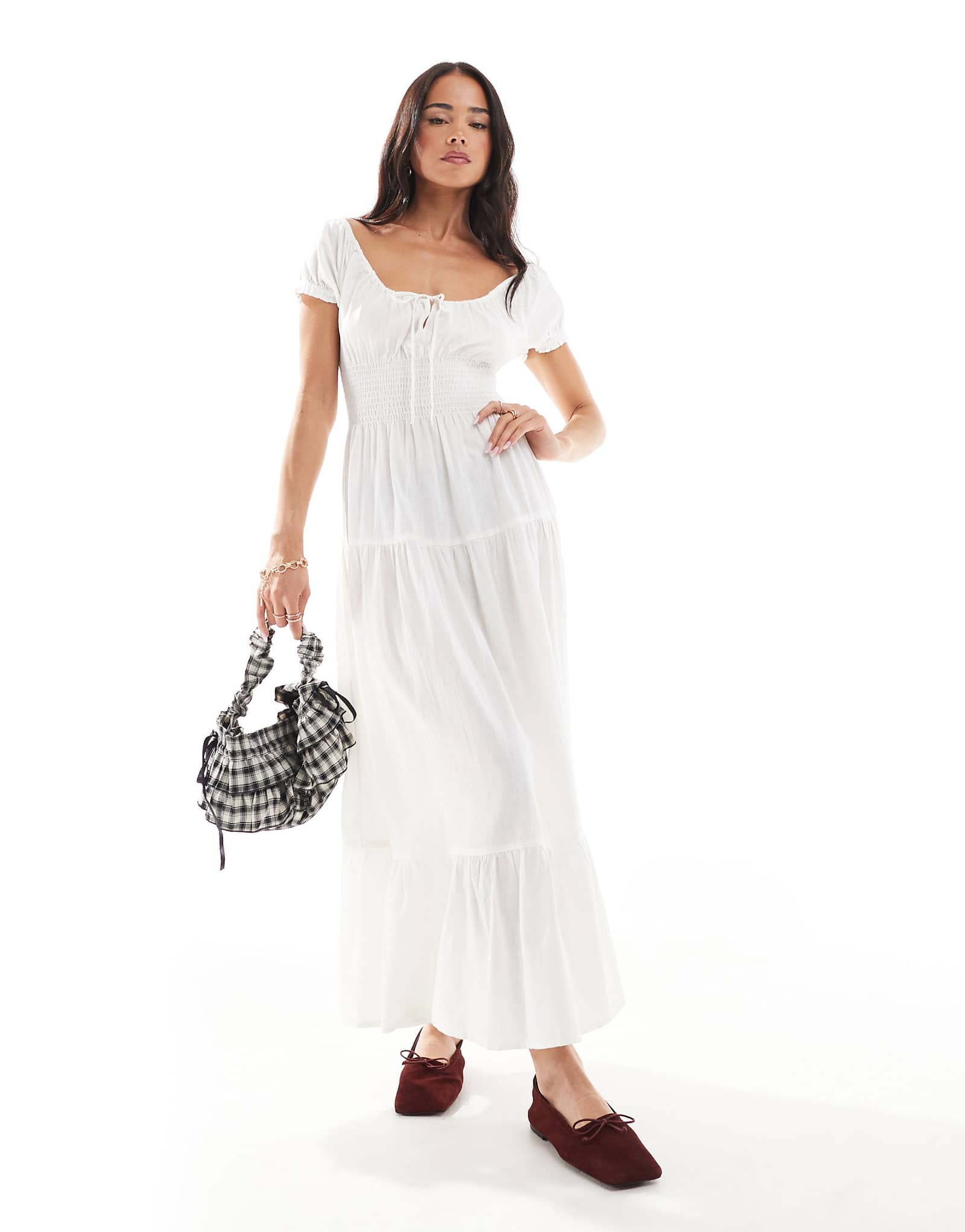 Белое многоуровневое платье мидакси для девочек в среду