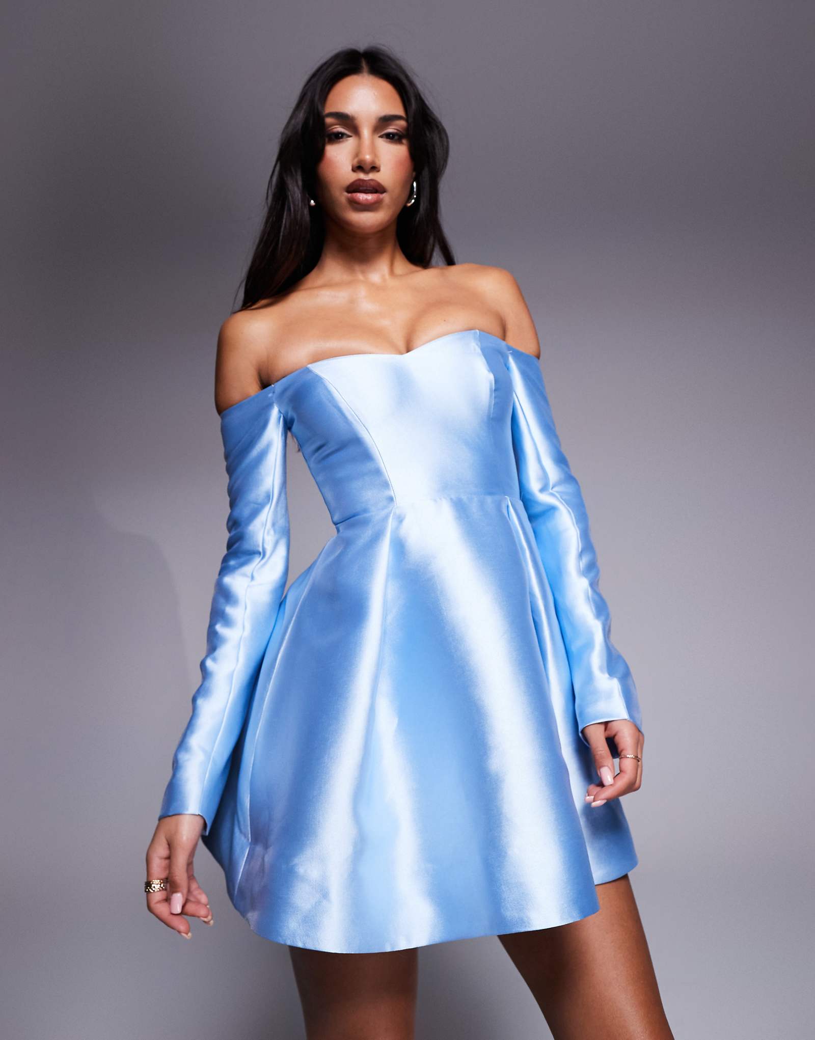 Новое структурированное мини-платье приглушенного синего цвета 29690₽