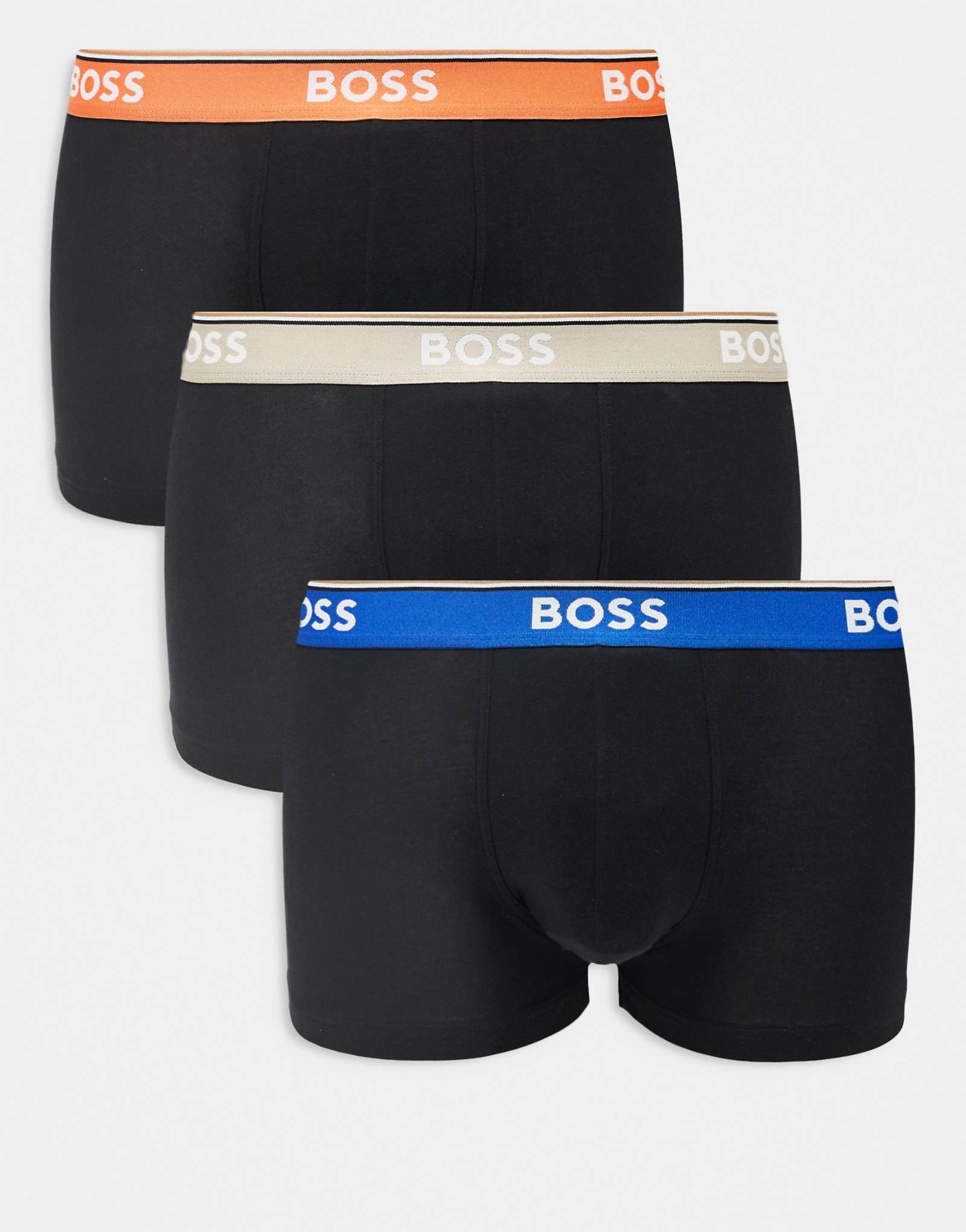 Спортивные трусы BOSS Bodywear из 3-х комплектов черного цвета с контрастными поясами 6490₽