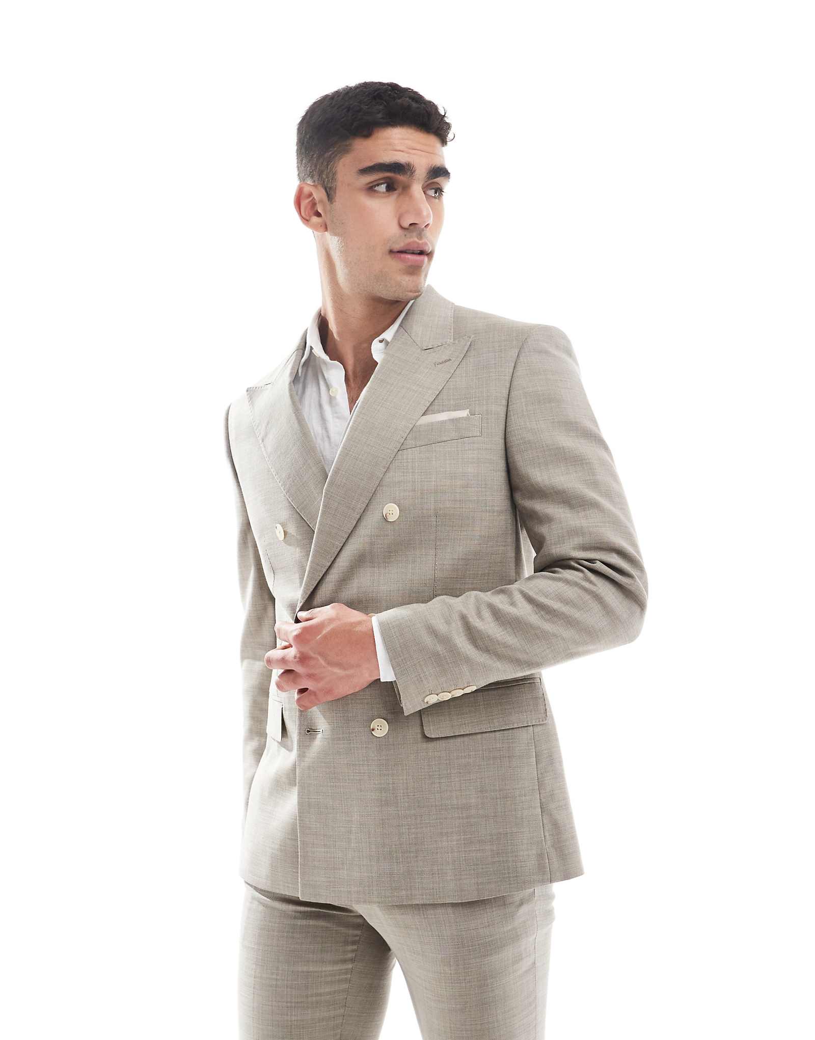 Приталенный пиджак из льняной смеси River Island цвета экрю 22690₽