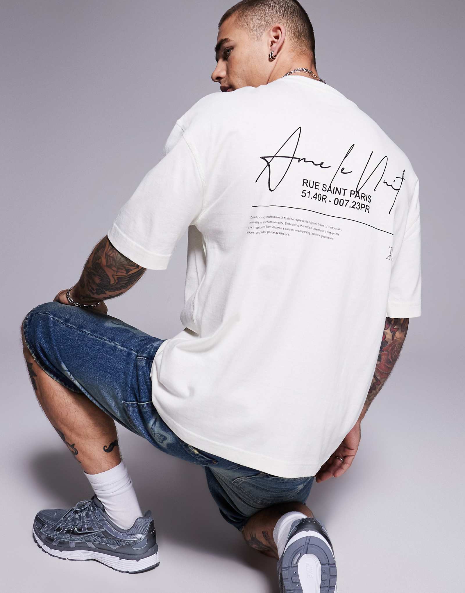 Футболка оверсайз River Island с надписью ame le nuit белого цвета 9190₽