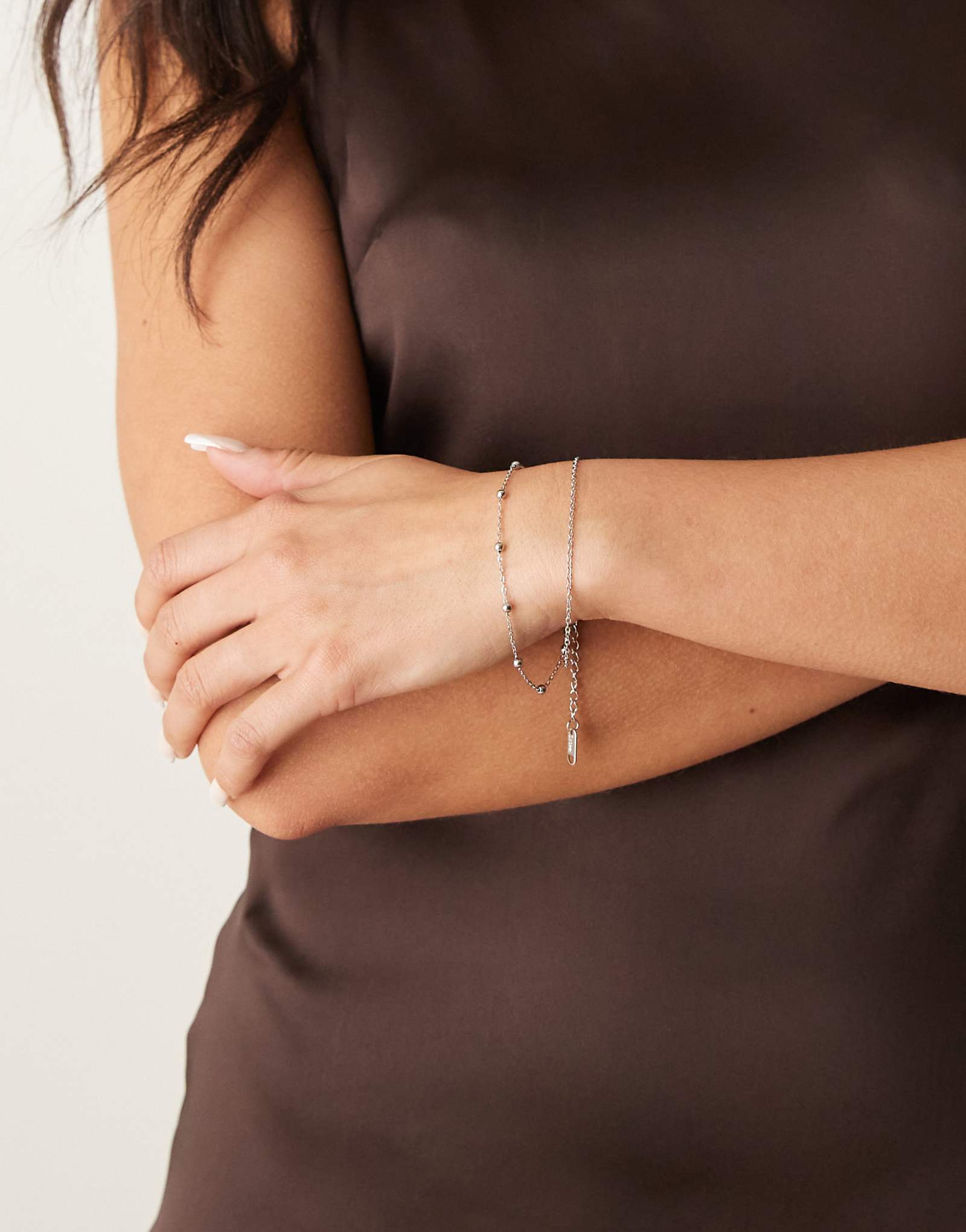 Многорядный браслет-цепочка-спутник из нержавеющей стали Lost Souls серебристого цвета