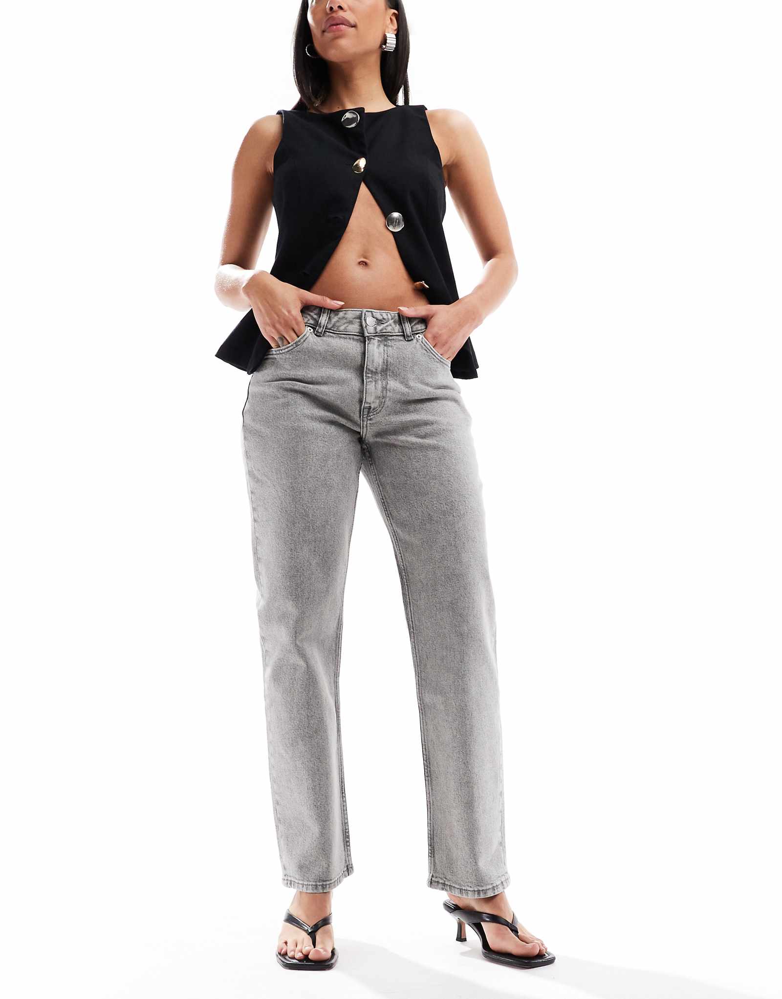 Доктор джинсовые свод середины талии прямые джинсы ногу в таре пепельно-серый мытья 24890₽