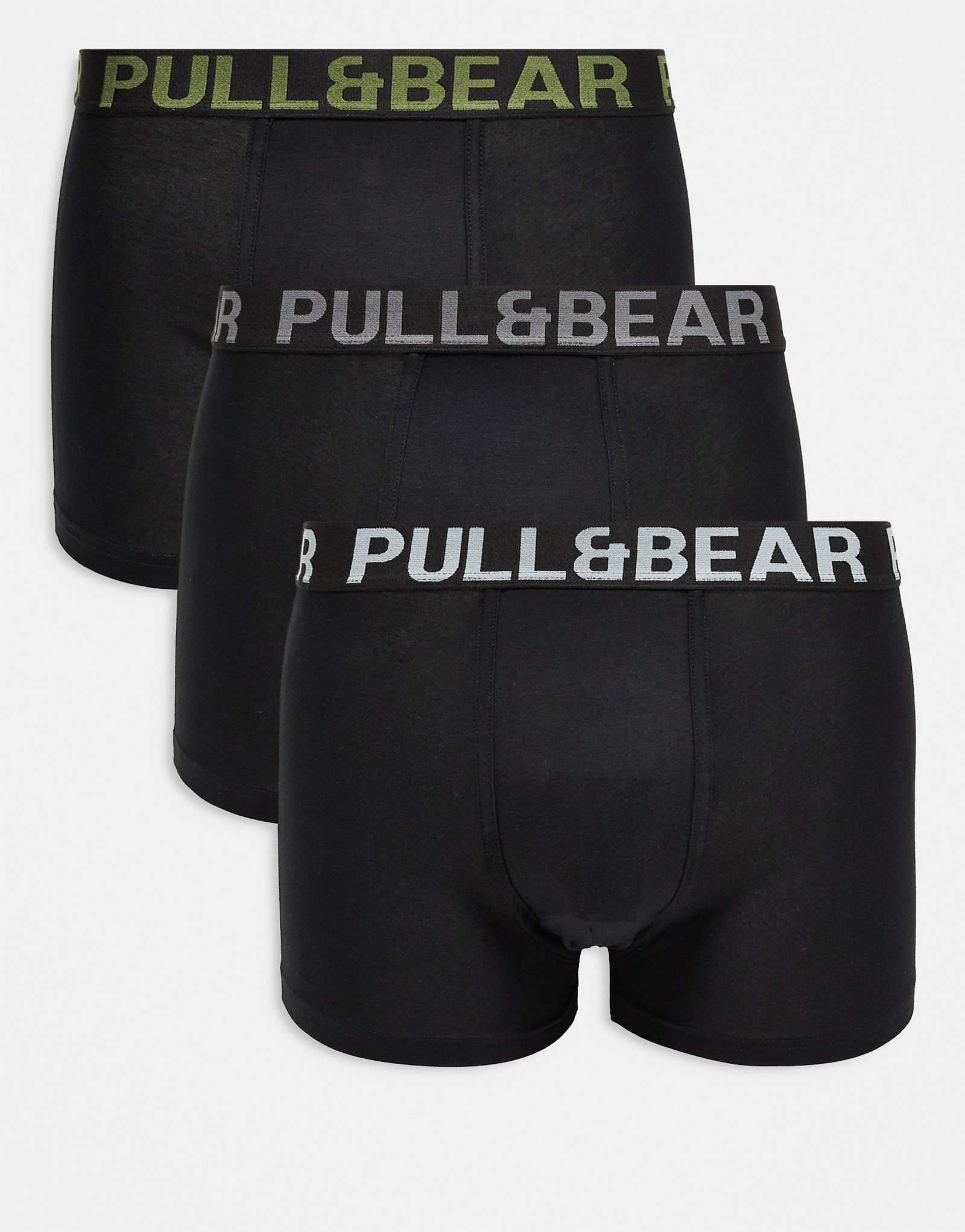 Боксеры Pull-Bear 3 pack черного серого и хаки цвета 4890₽