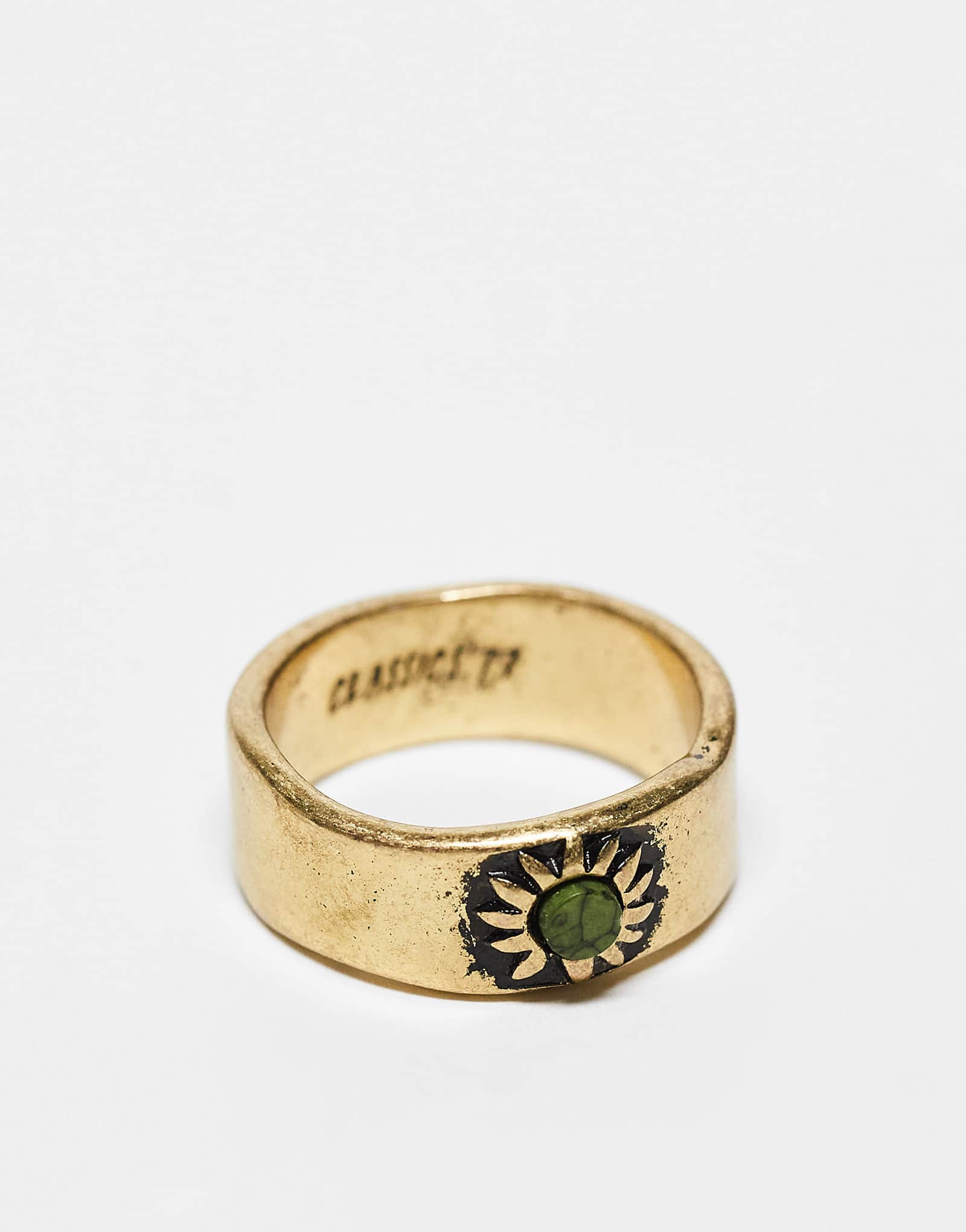 Классическое кольцо с гравировкой в виде солнца 77 пробы из винтажного золота