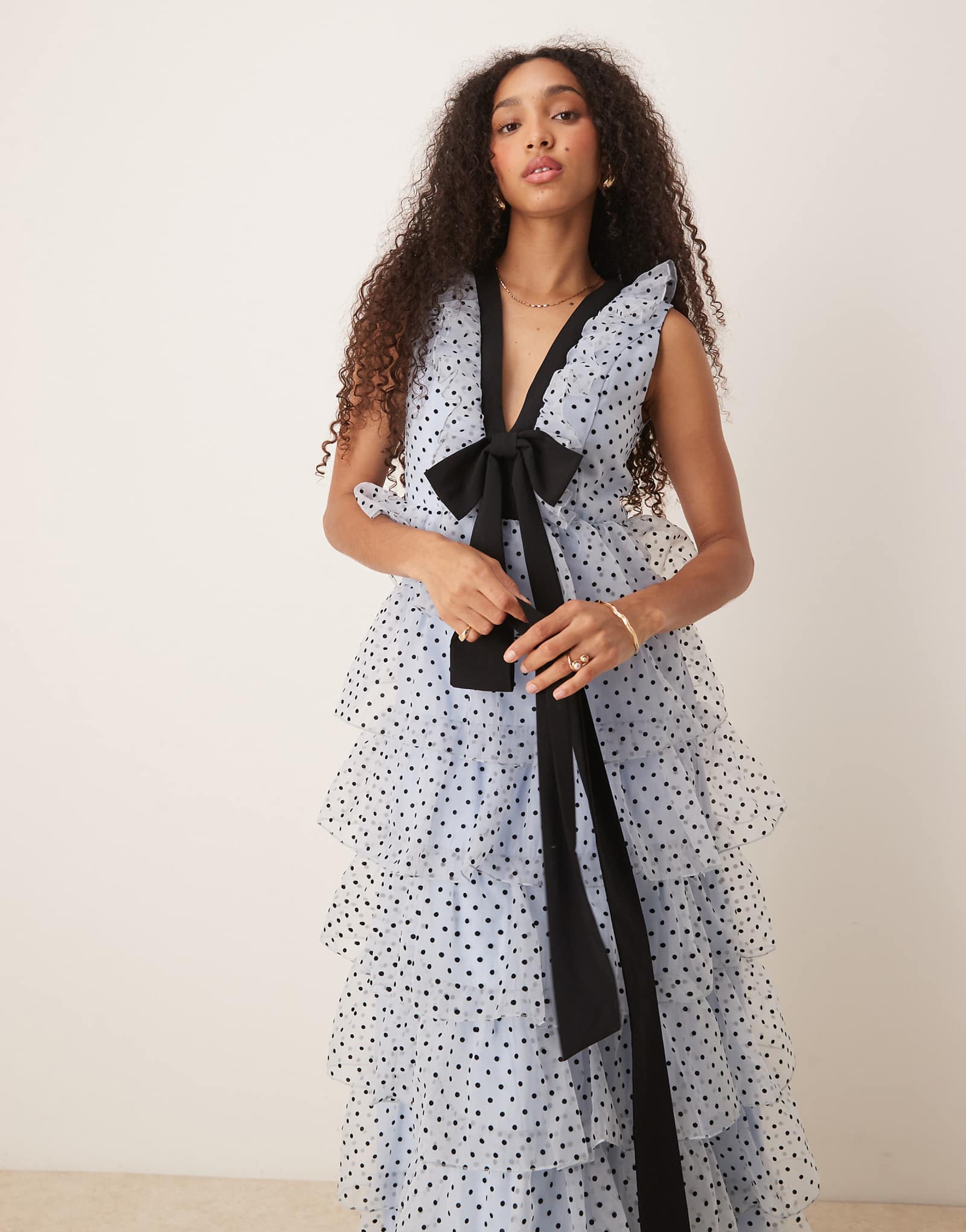 Синее миди-платье с оборками Dream Sister Jane Haven