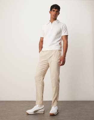 Элегантные зауженные брюки ASOS DESIGN из шерстяной смеси светлого камня