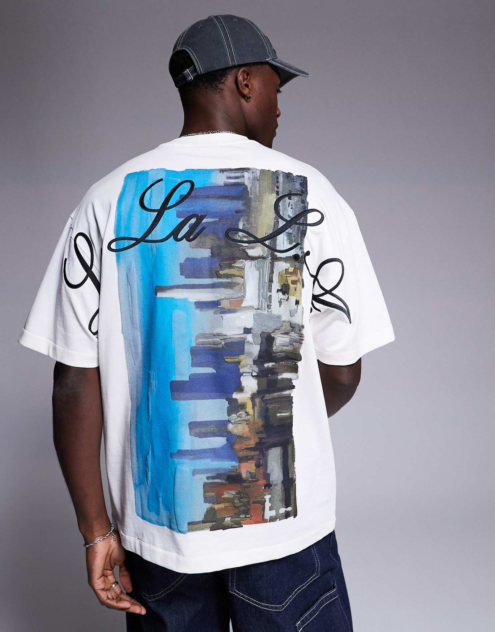 Футболка большого размера HUGO Red Duwrite с принтом ладони на спине, темно-белая