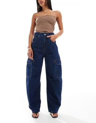 ДИЗАЙНЕРСКИЕ джинсы-бочкообразки ASOS с завышенной талией и карманами в полоску