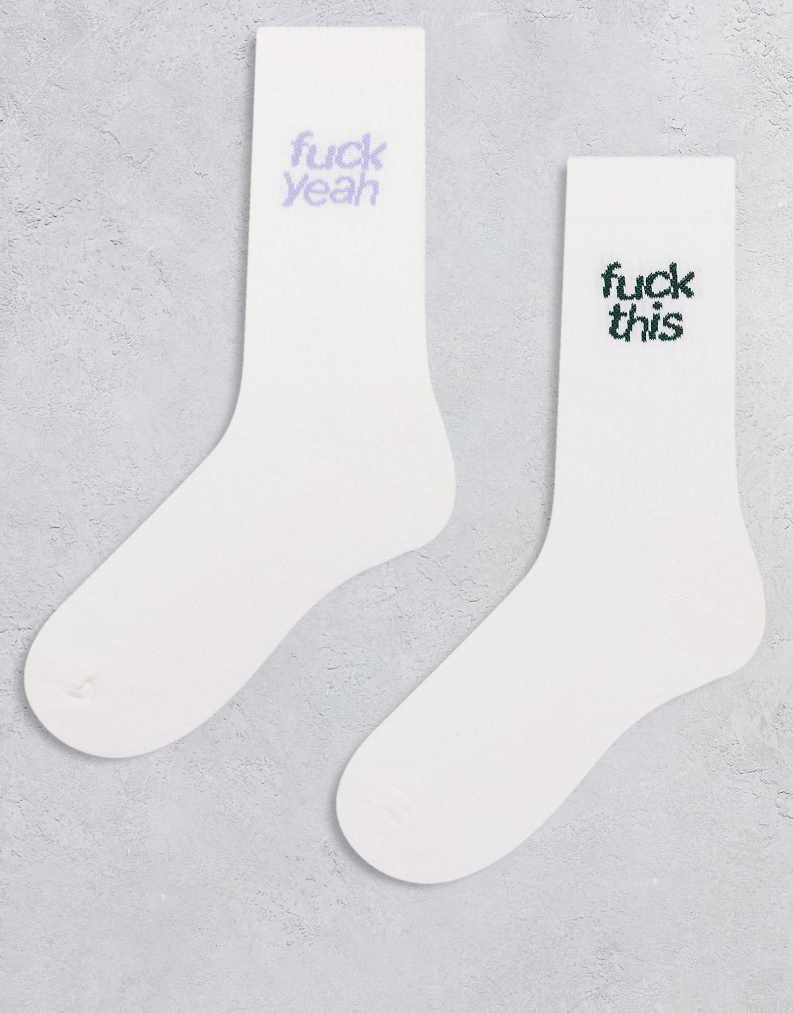 ДИЗАЙНЕРСКИЕ носки ASOS DESIGN из 2 упаковок для секса цвета экрю 3490₽