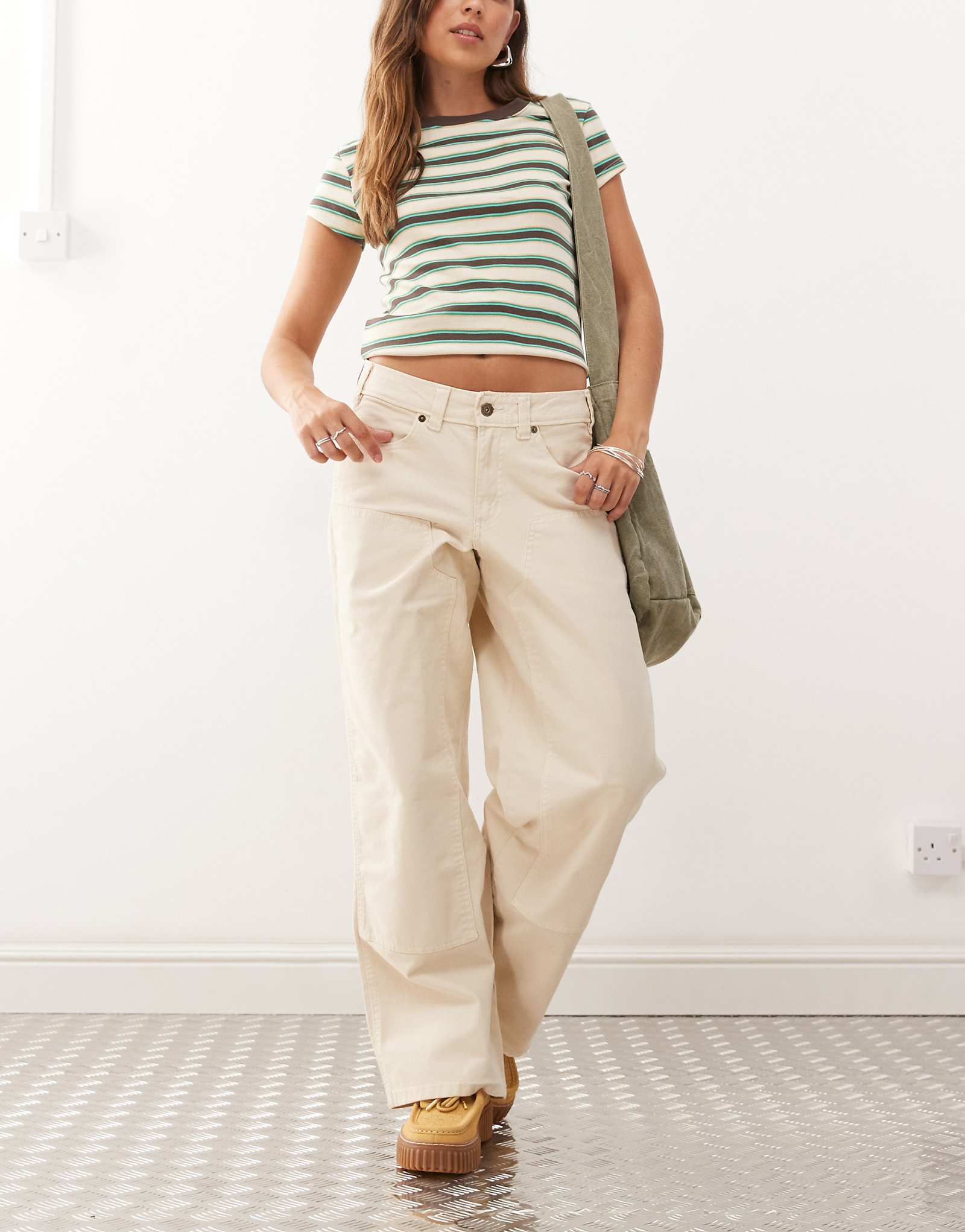 Брюки Dickies River Ranch с двойными коленями темно-белого цвета 14290₽