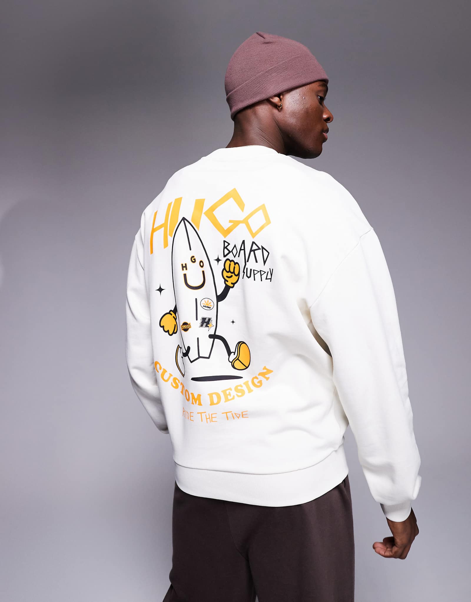 Голубая толстовка Hugo с принтом в виде камня