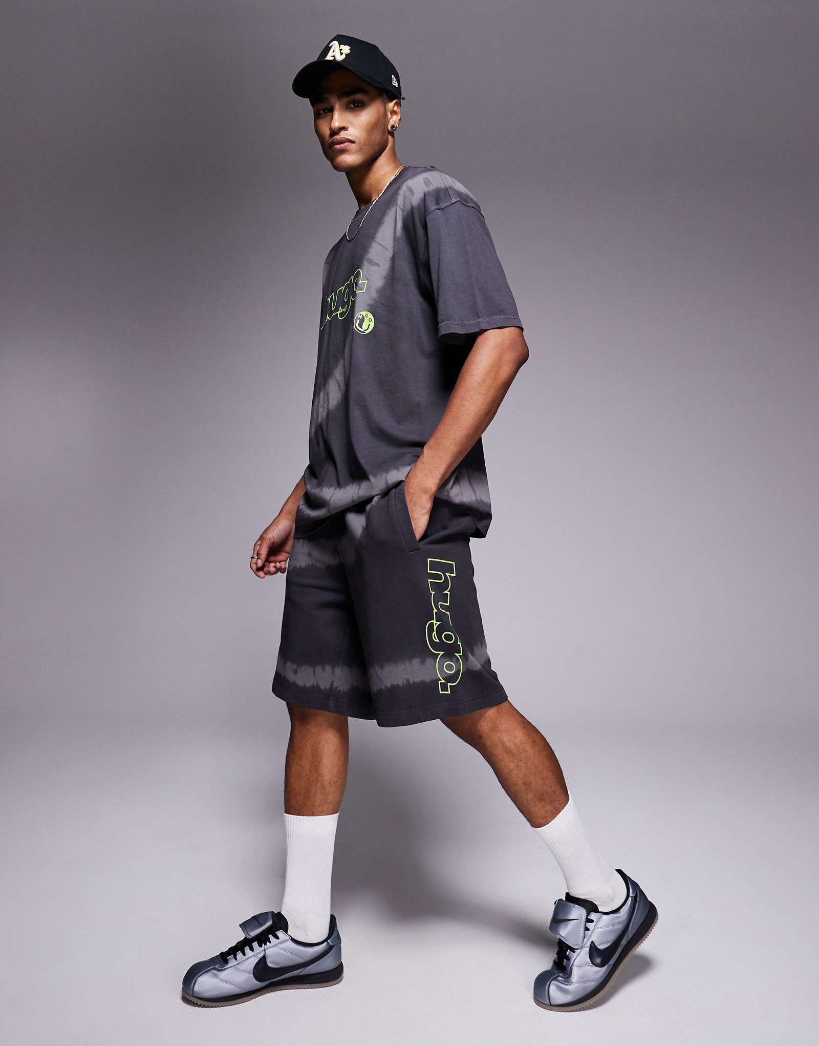 Шорты свободного кроя с принтом HUGO Blue черного цвета - часть комплекта 24390₽