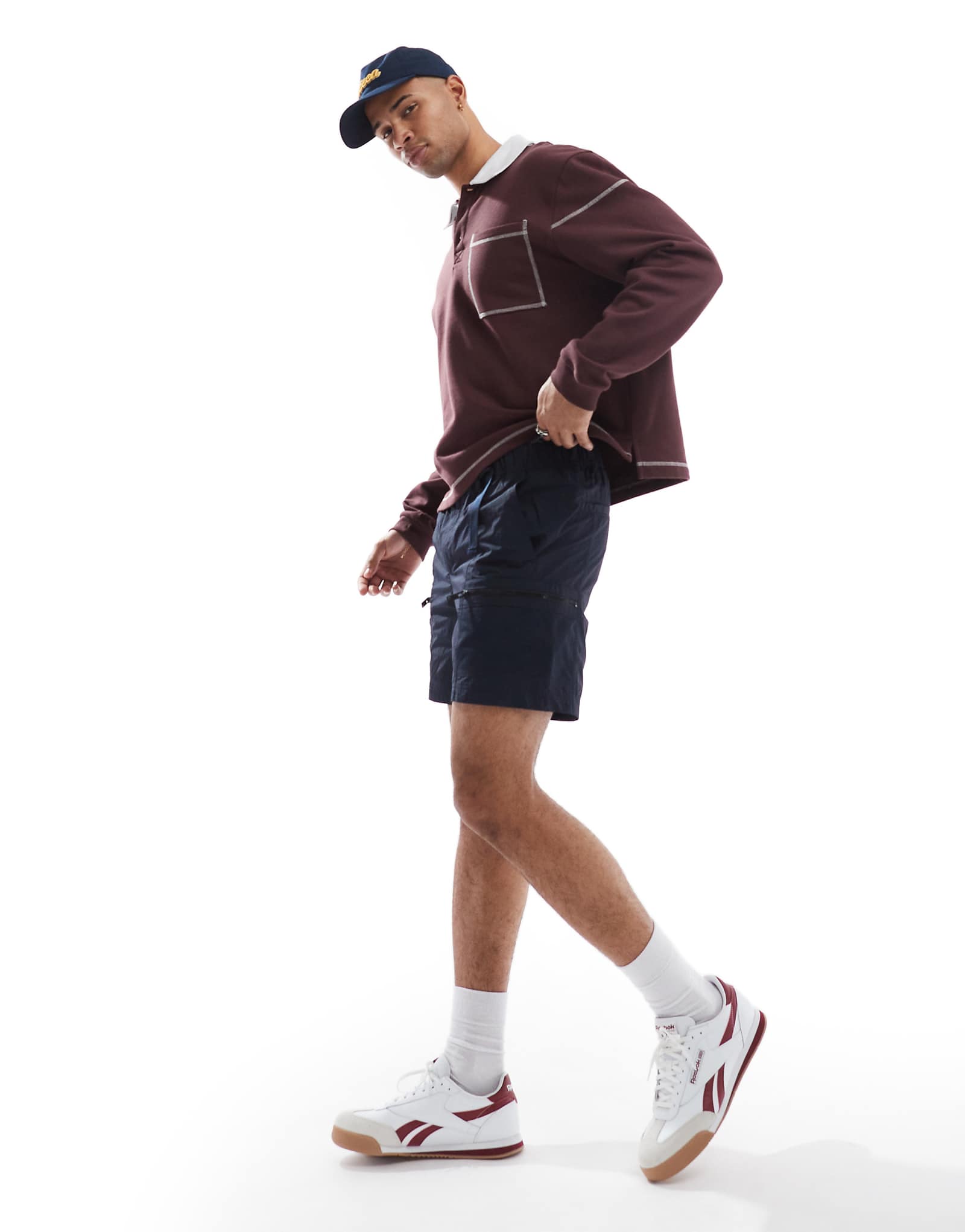 Шорты-карго BOSS Orange с поясом из нейлона Sal tab темно-синего цвета 19990₽