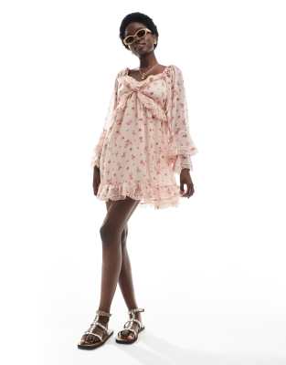 Мини-платье из шифона с оборками Miss Selfridge