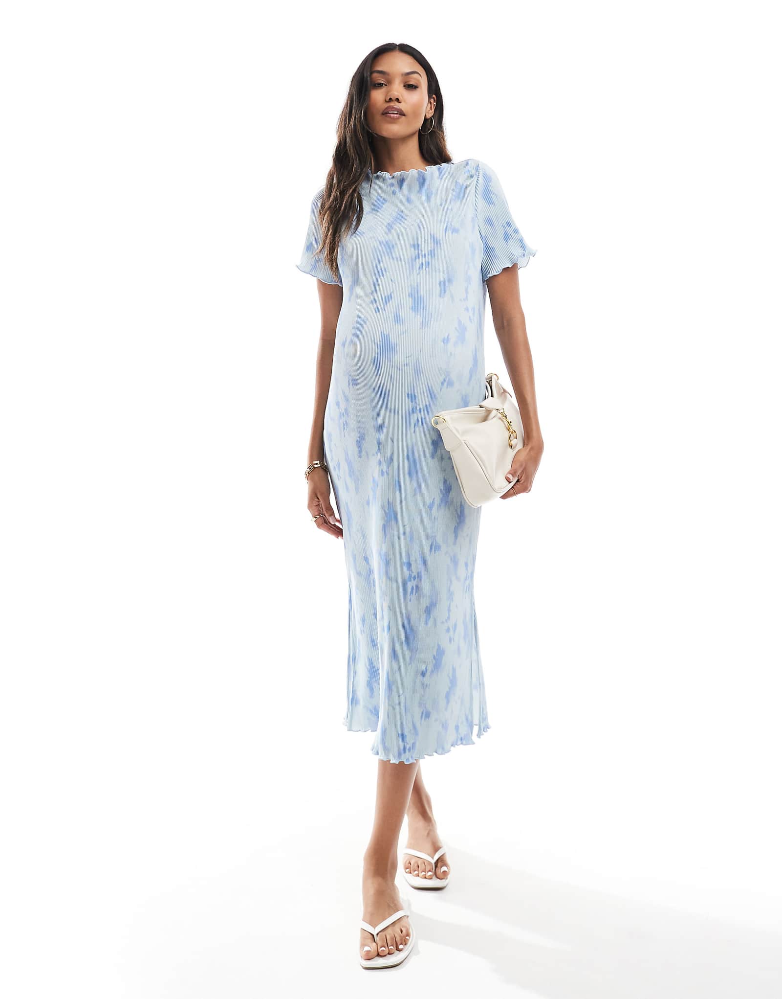 Миди-платье Mamalicious для беременных из плиссе синего цвета tie dye 9990₽