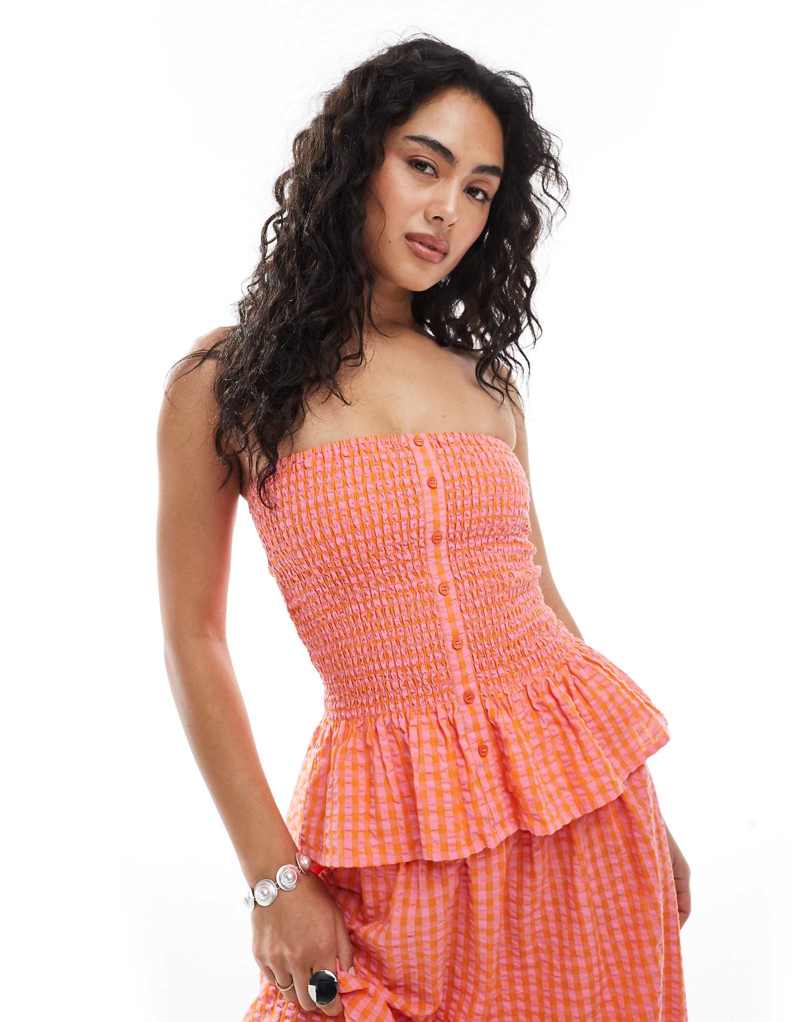 Топ-бандо JJXX в розово-оранжевую клетку - часть комплекта 5690₽