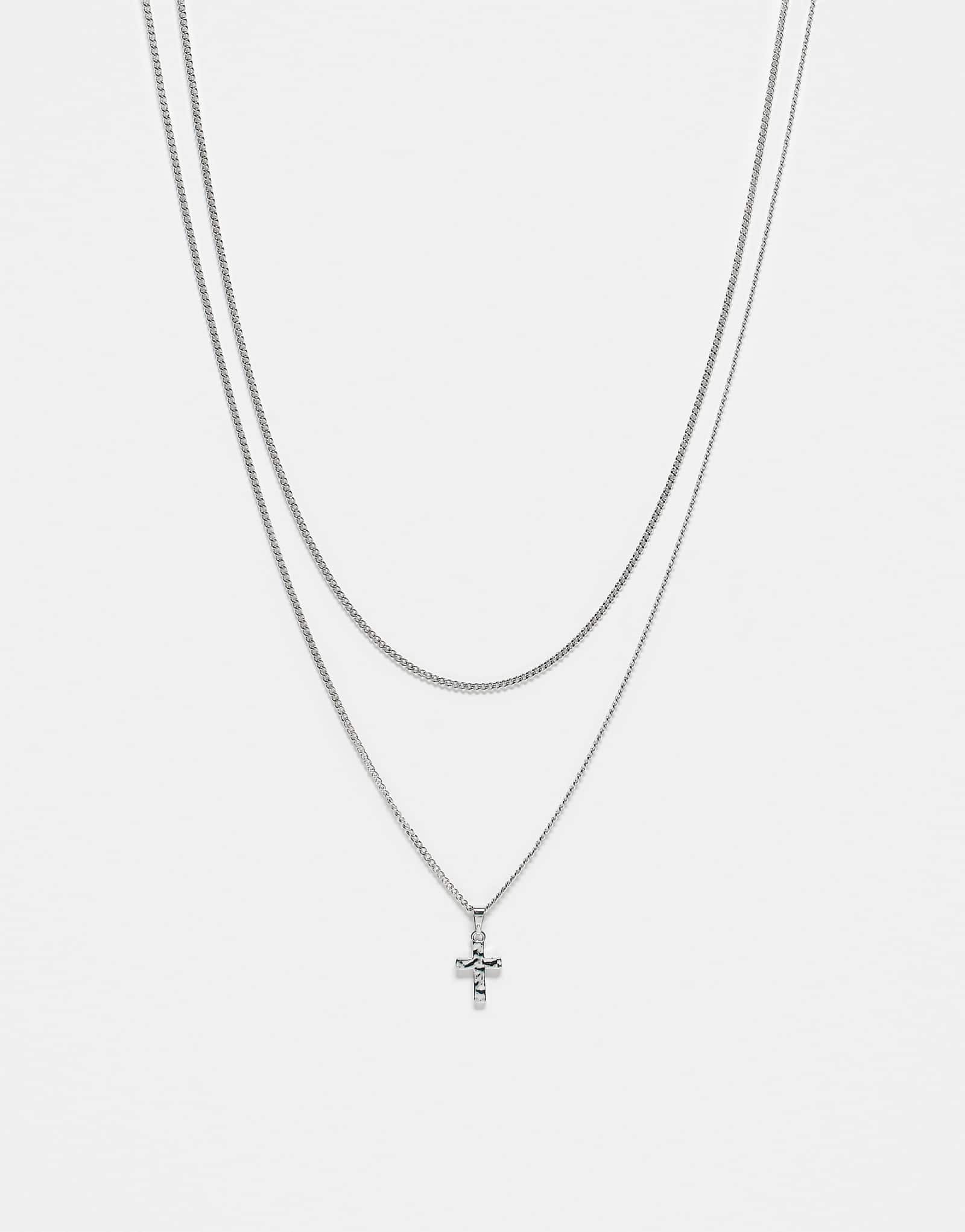 Набор Faded Future из 2-х колье-цепочек с серебряными подвесками-крестиками 4490₽