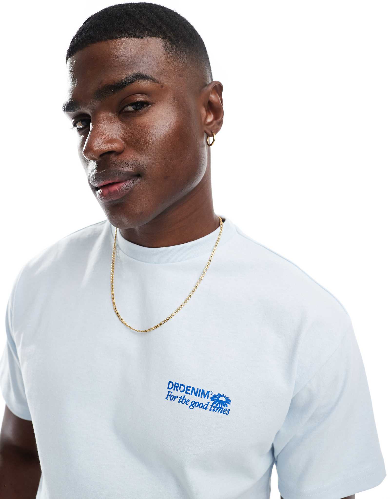 Футболка свободного покроя Dr Denim Trooper с застиранным светло-голубым принтом в виде ромашек 5590₽