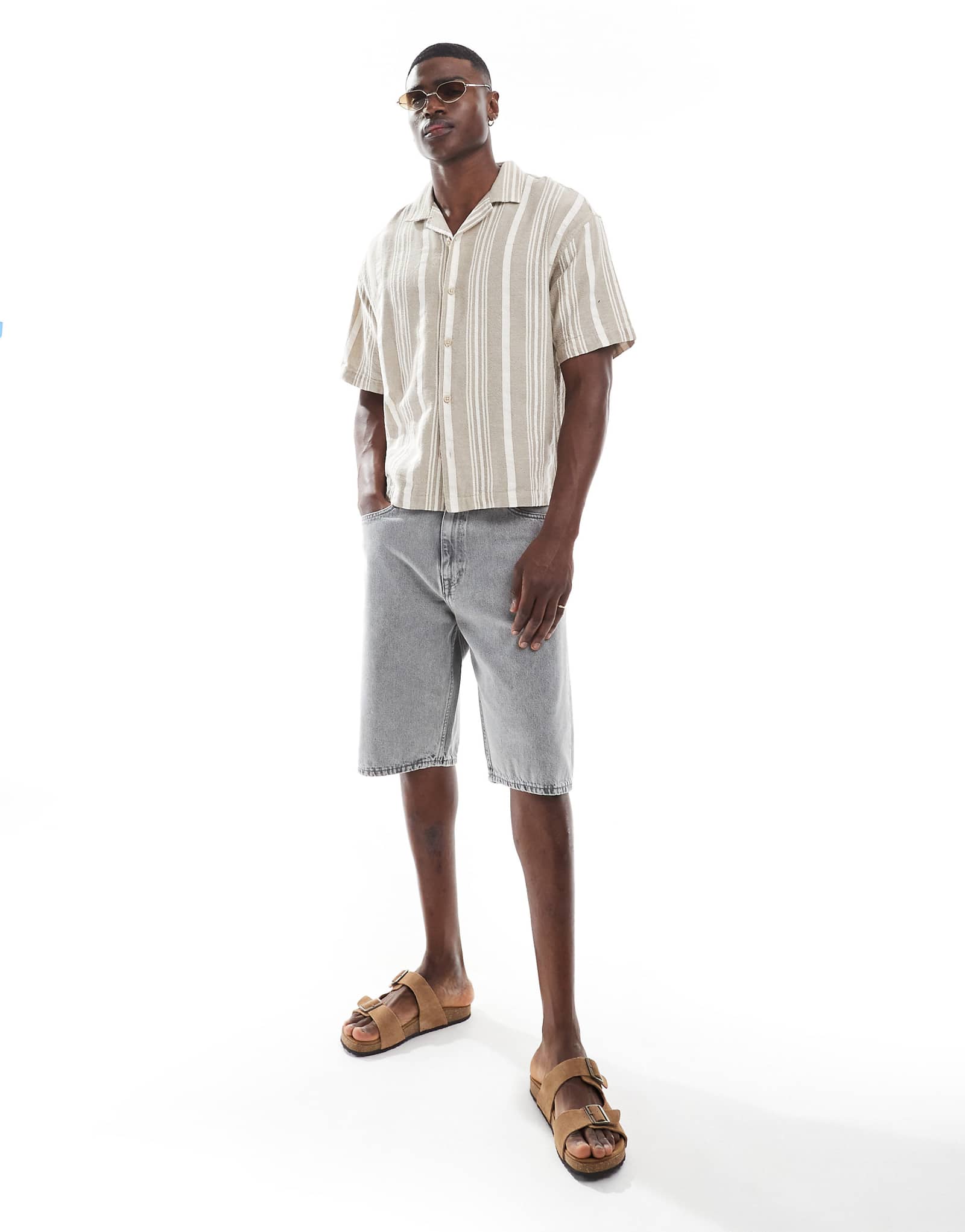 Шорты Dr Denim Omar свободного кроя со средней талией пепельно-серого цвета из стирки 16590₽