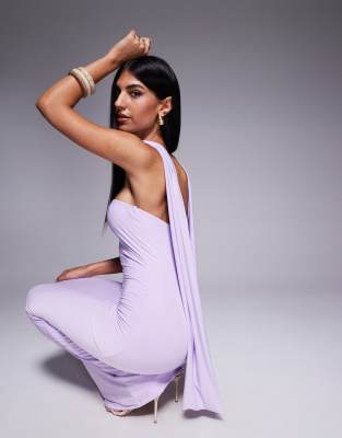 Платье макси с двойным облегающим шарфом Fashionkilla сиреневого цвета