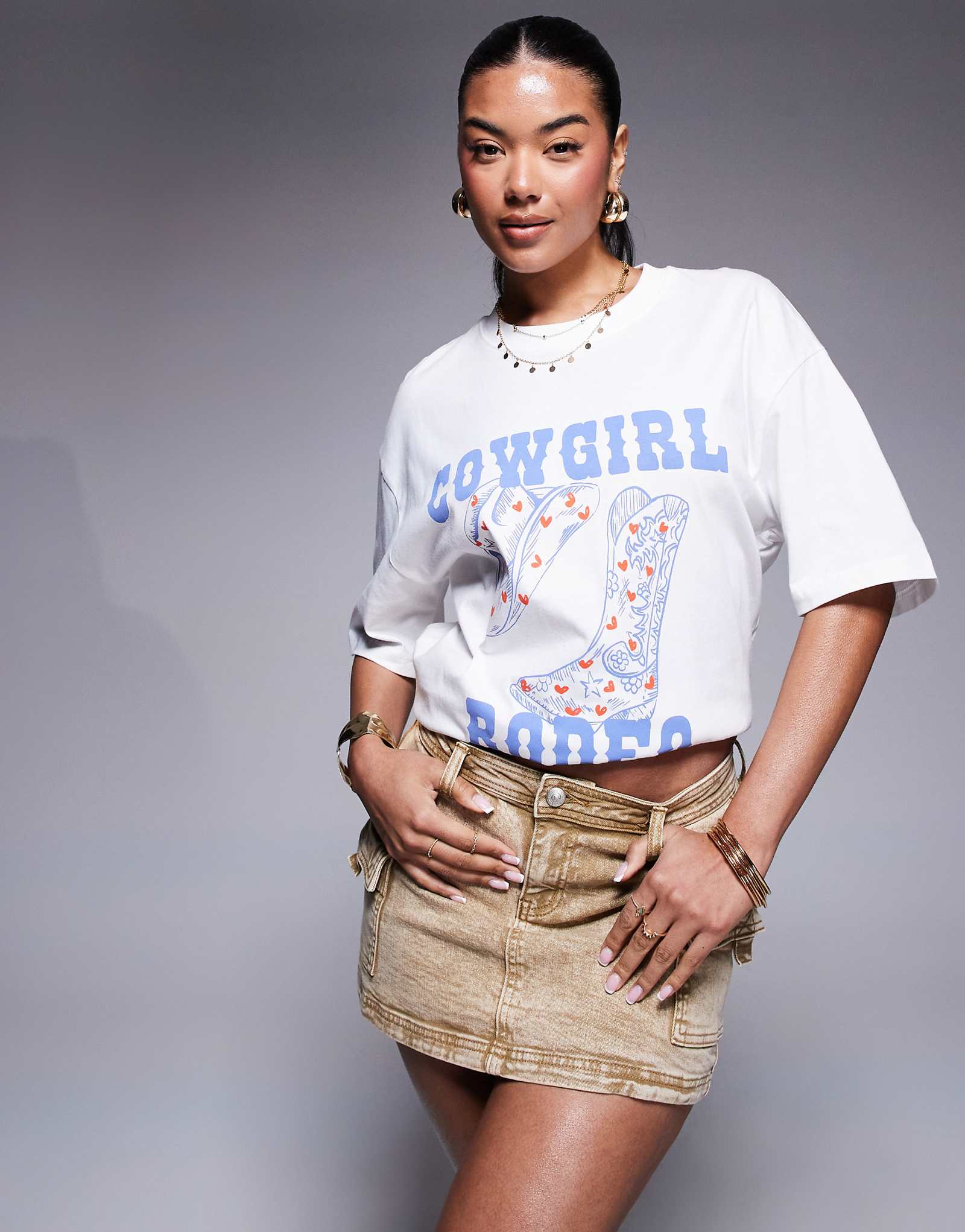 Джинсовая мини-юбка принцессы Полли с пряжкой верблюжьего цвета 9790₽