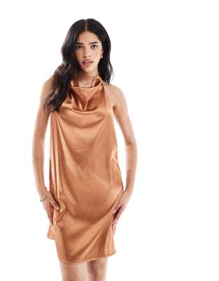 Мини-платье-комбинация Object на бретельках коричневого цвета spice brown