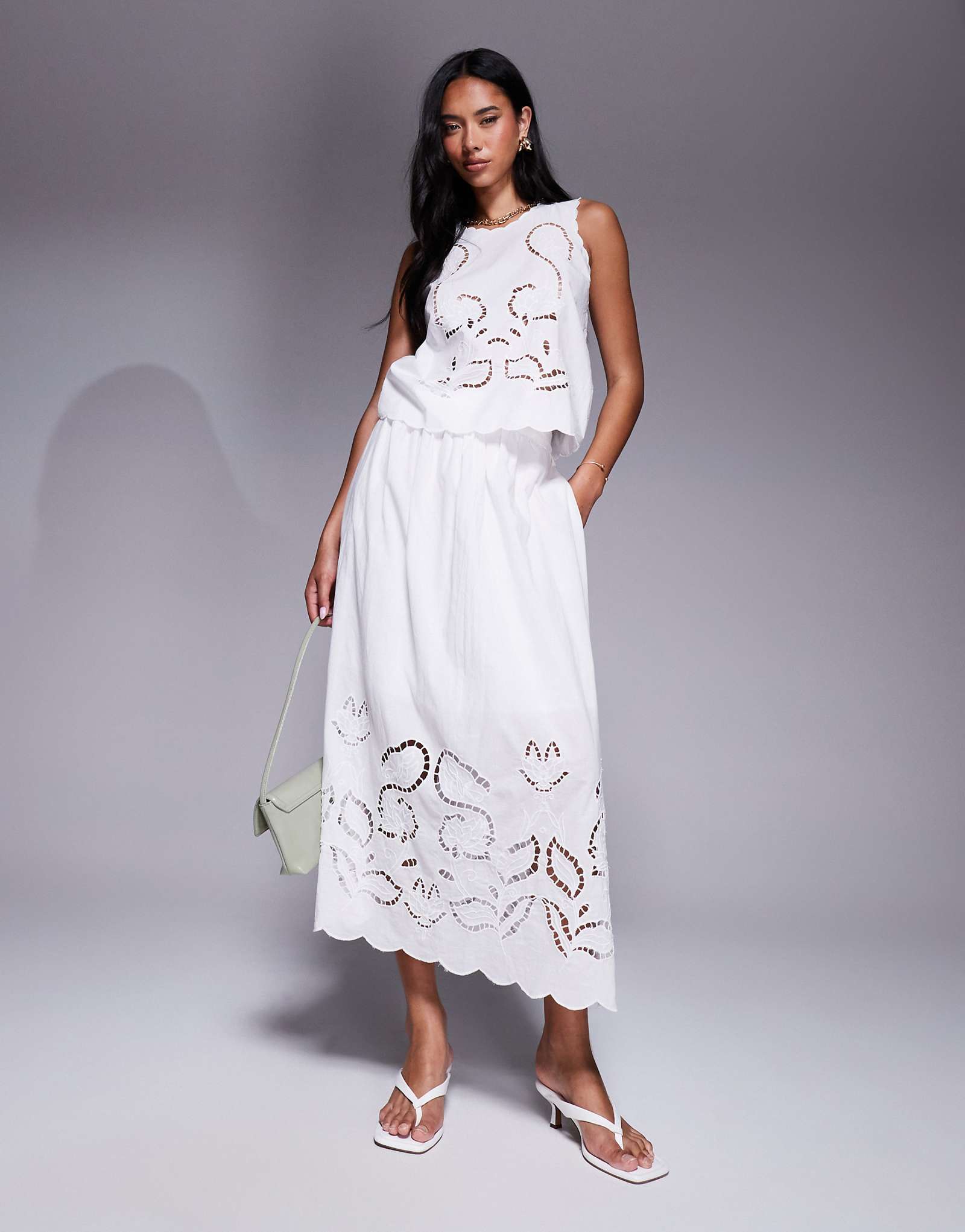 Белая макси-юбка на завязках River Island - часть комплекта 17390₽