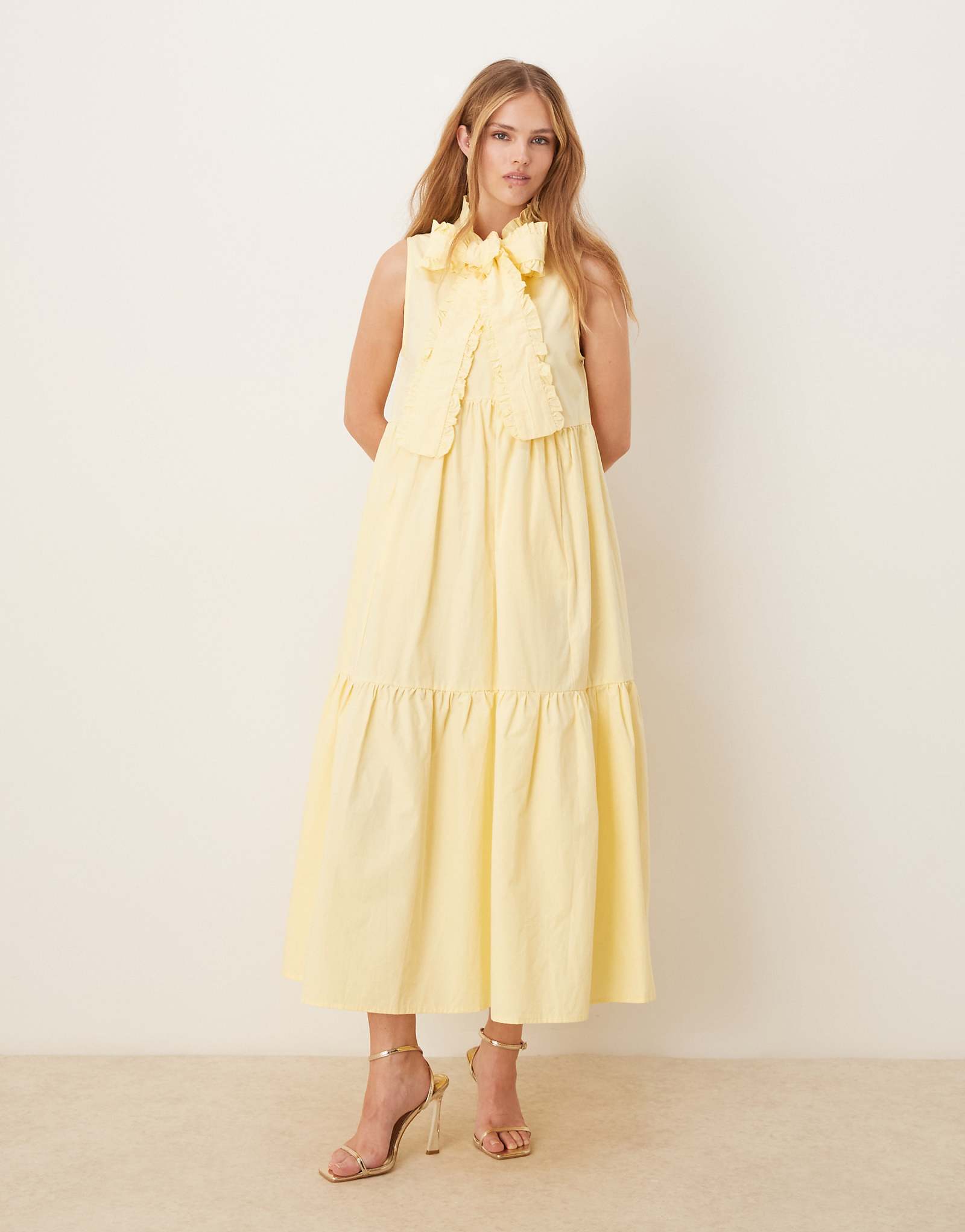 Миди-платье-рубашка Sister Jane x ASOS с бантом лимонного цвета