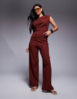Широкие брюки с фактурой River Island цвета ржавчины - часть комплекта 