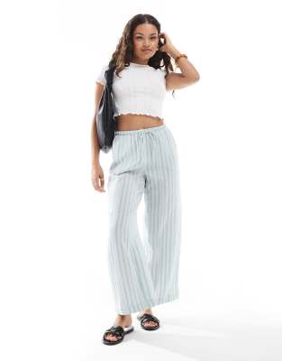 Широкие хлопчатобумажные брюки Vero Moda Petite в зеленую полоску 