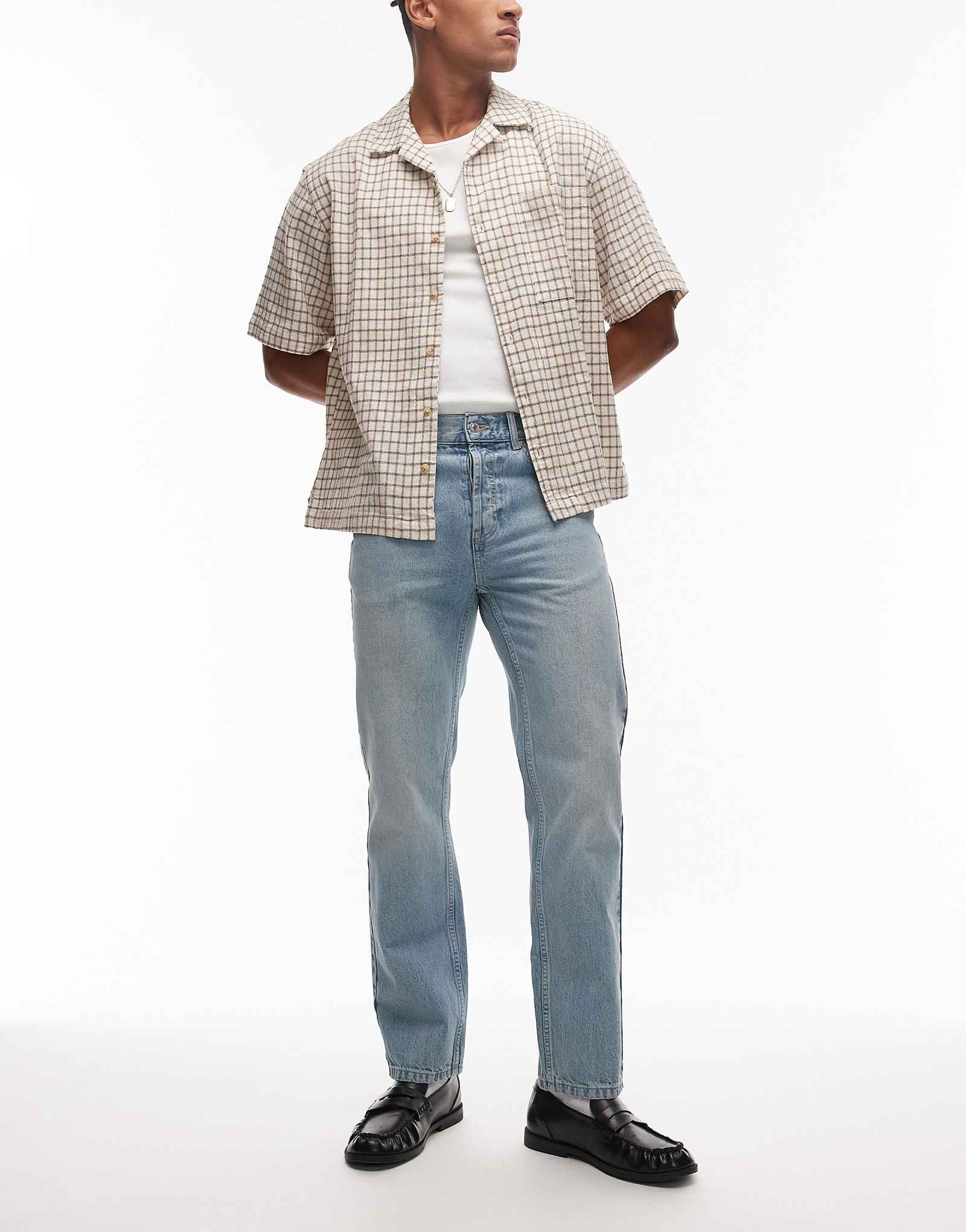 Джинсы с прямыми штанинами Topman из легкой стирки 14290₽